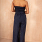 Ariya Navy Pinstripe Belted Jumpsuit OMFORT