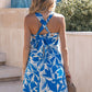 Azure Blue Print Halter Neck Mini Dress OMFORT