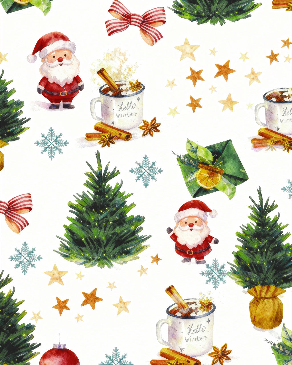 Christmas Santa Tree Print Pajama Set OMFORT