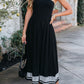 Black Strapless Embroidered Midi Dress OMFORT
