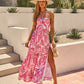 Sun Kiss Blush Tide Halter Maxi Dress OMFORT