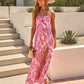 Sun Kiss Blush Tide Halter Maxi Dress OMFORT