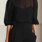 Black Chiffon Top And Wide Leg Pants Three Piece Set omfort
