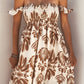 Calista Print Off The Shoulder Maxi Dress - Taupe OMFORT
