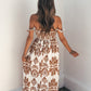 Calista Print Off The Shoulder Maxi Dress - Taupe OMFORT