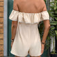 Tied Ruffled Off-Shoulder Short Sleeve Romper OMFORT