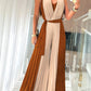 Colorblock Sleeveless Criss Cross Plunge V Neck Jumpsuit Casual Waist Tied Detail Pleated Romper OMFORT