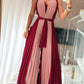 Colorblock Sleeveless Criss Cross Plunge V Neck Jumpsuit Casual Waist Tied Detail Pleated Romper OMFORT