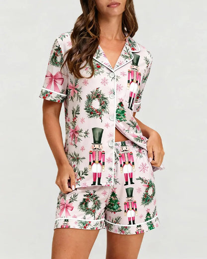 Christmas Nutcrackers Print Pajama Set OMFORT