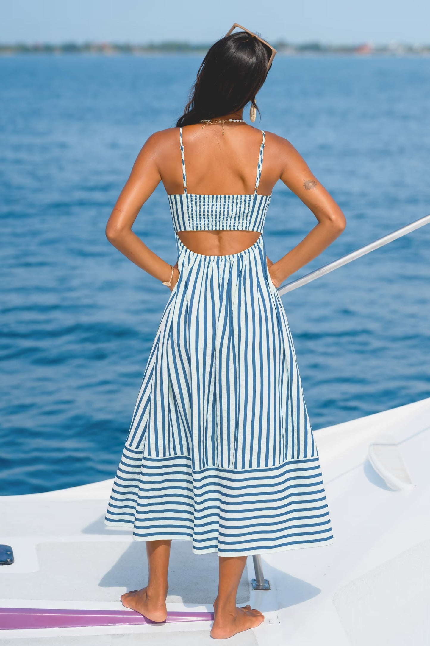 So Grounding Striped Maxi Dress OMFORT