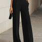 Black Chiffon Top And Wide Leg Pants Three Piece Set omfort