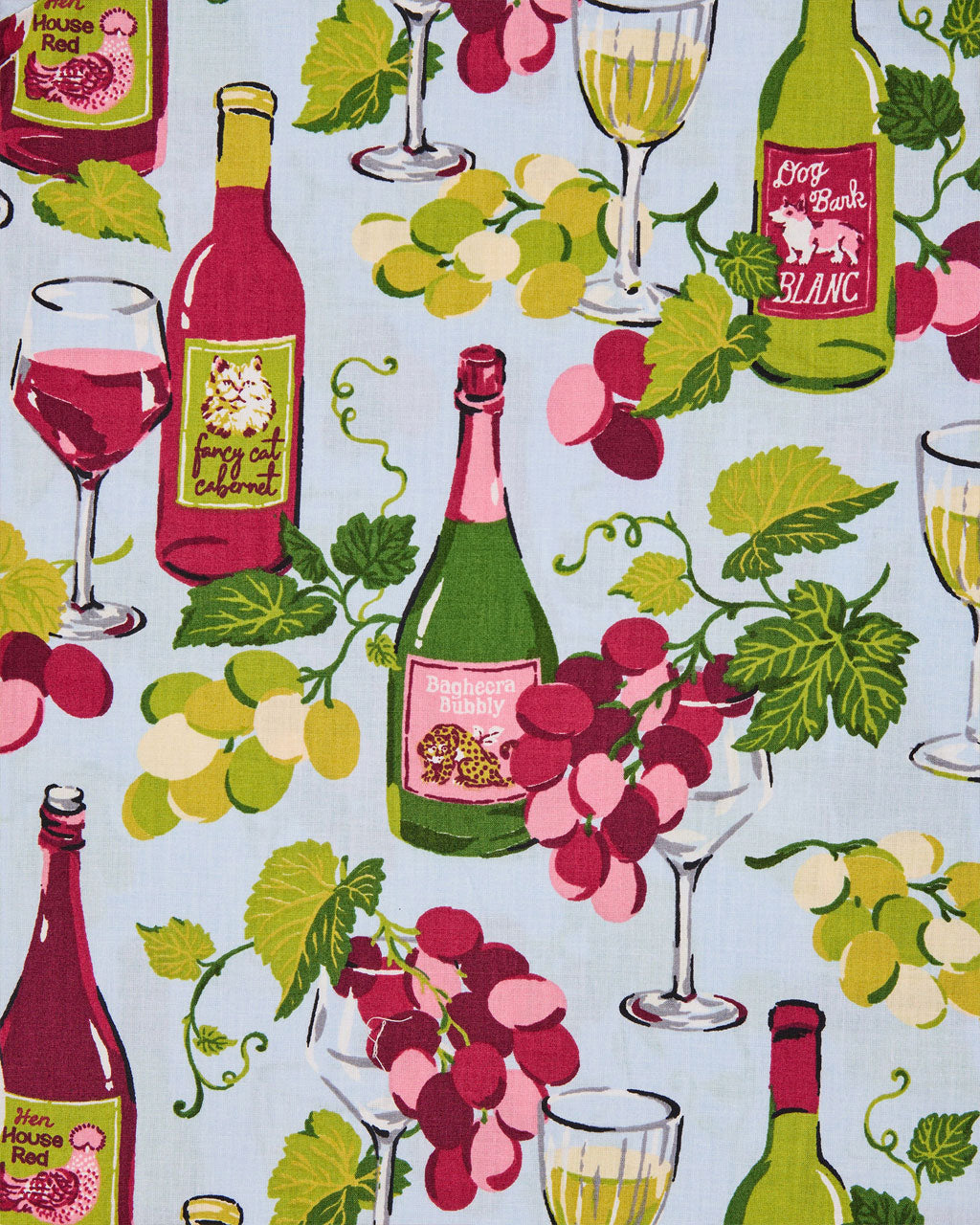 Grapes Wine Bottles Print Pajama Set OMFORT