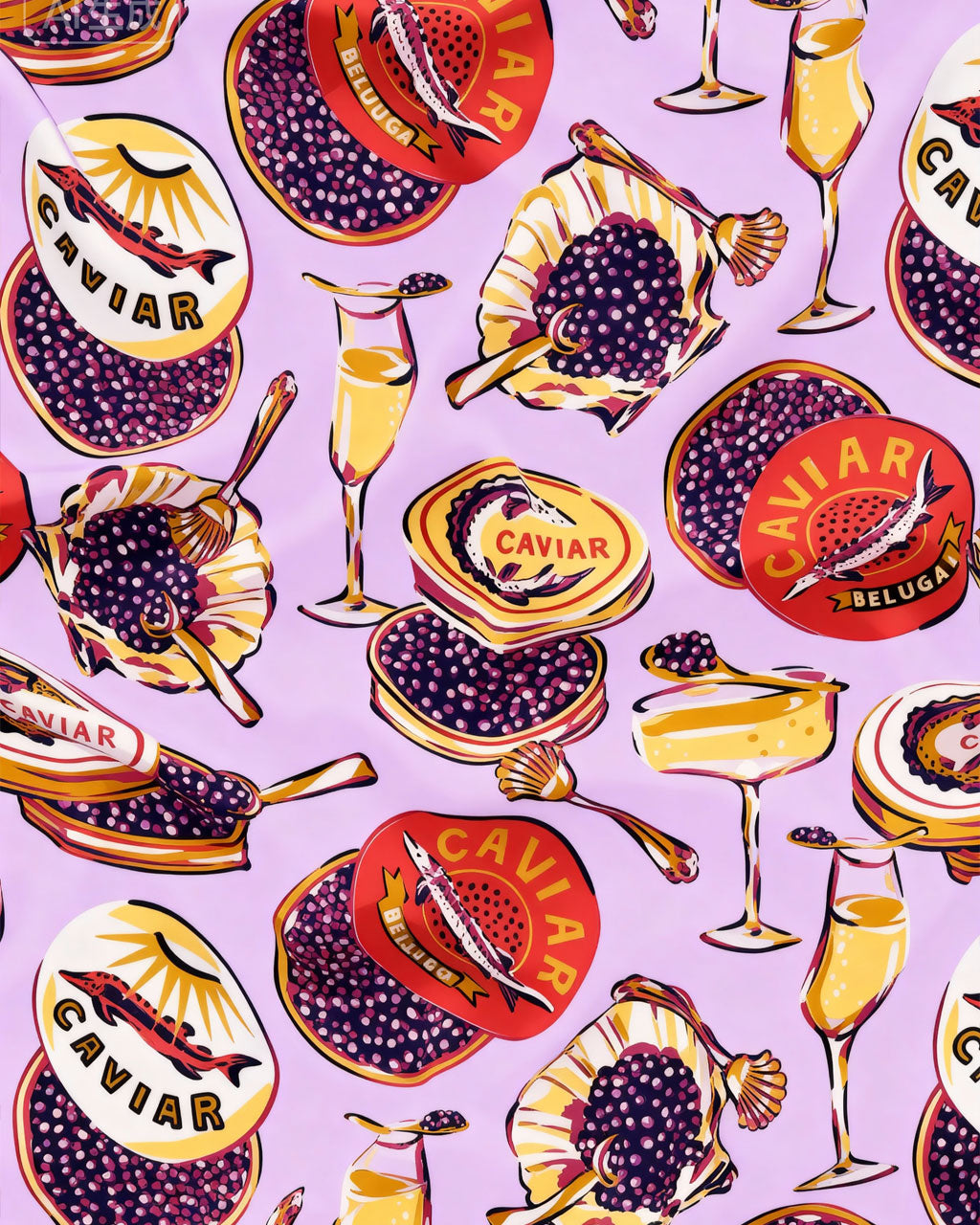 Caviar Champagne Print Pajama Set OMFORT