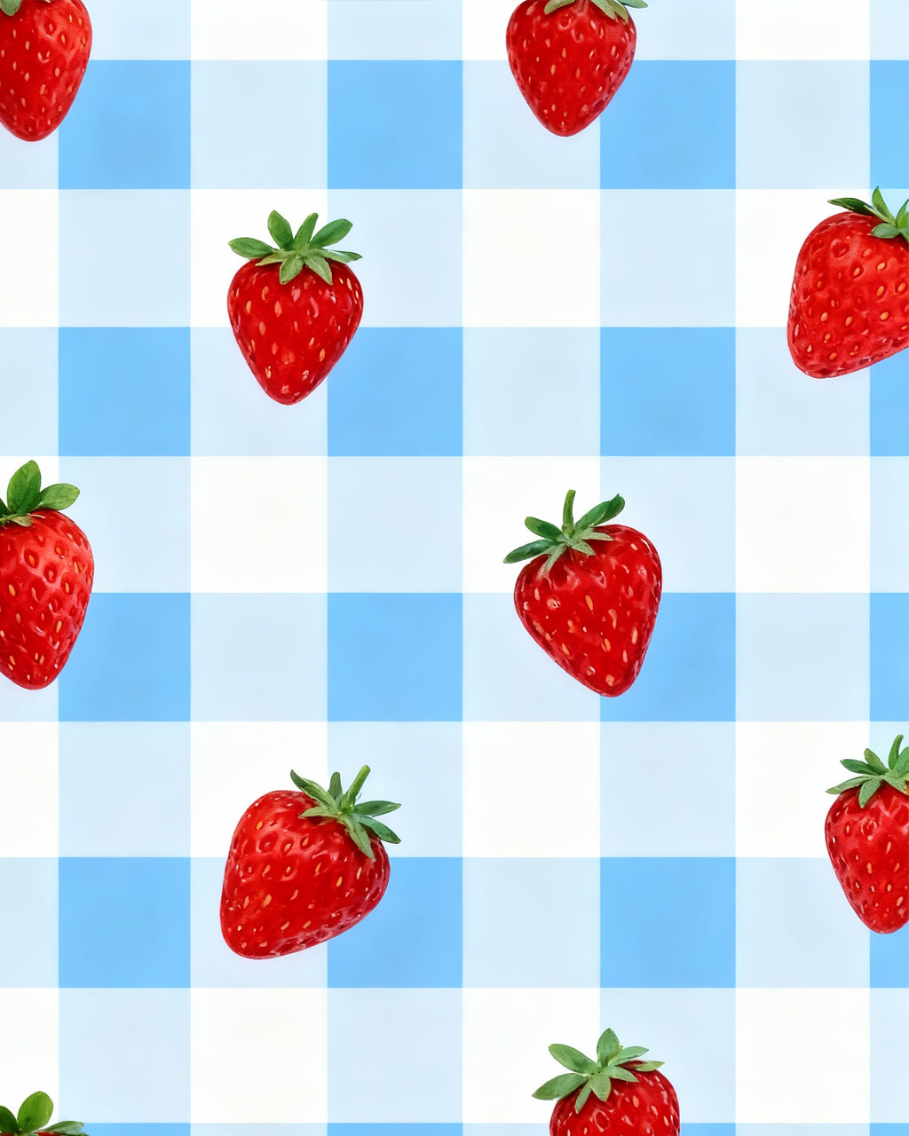 Strawberry Blue Whiteful Checkered Print Pajama Set OMFORT