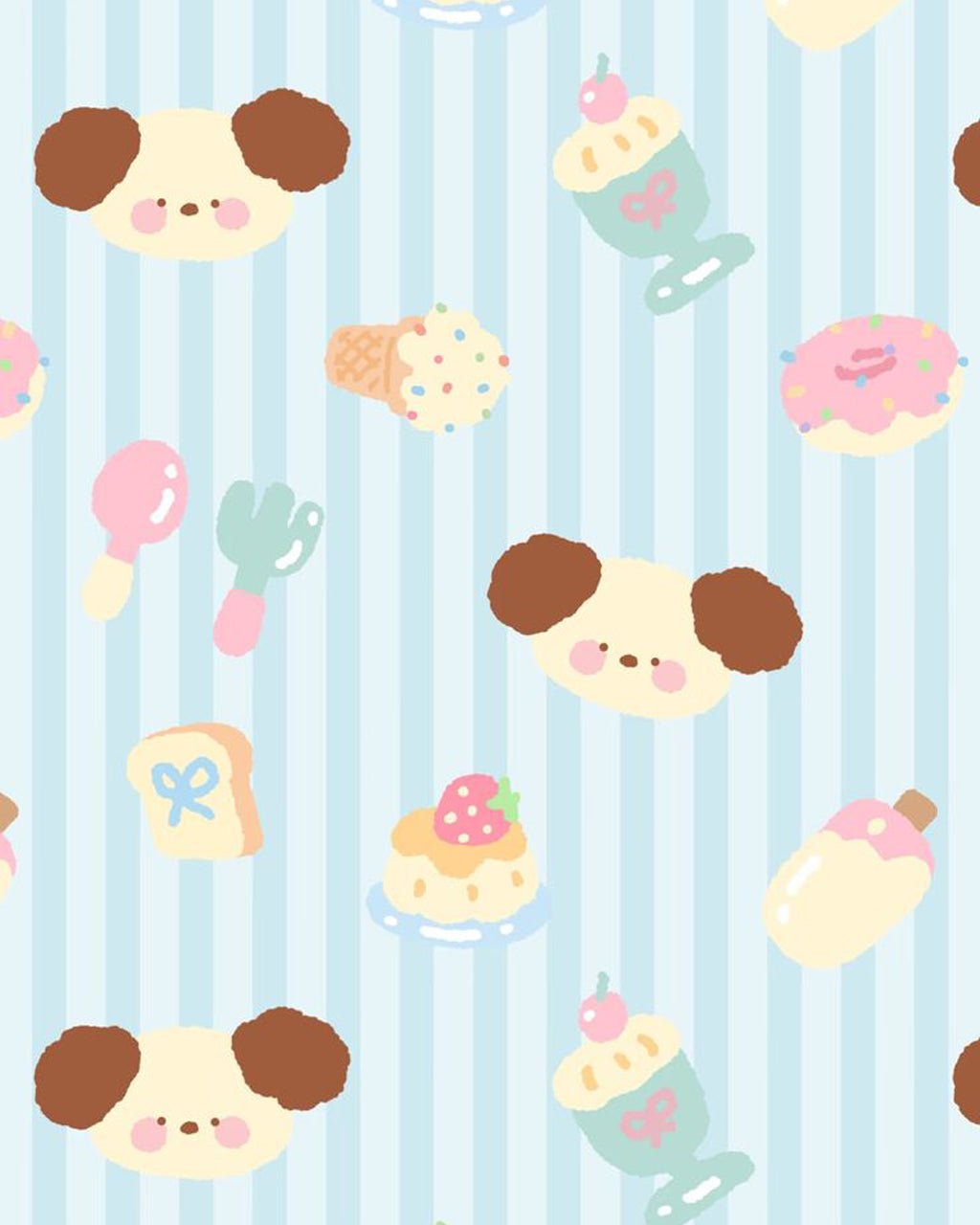 Cartoon Puppy Dessert Print Pajama Set OMFORT