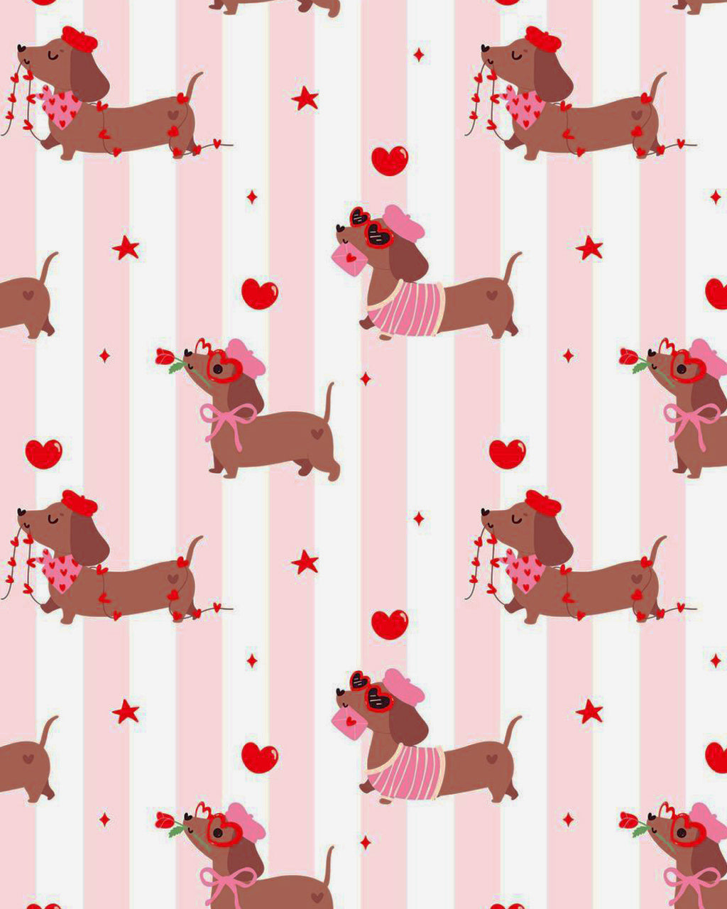 Groovy Valentine Dachshund Print Pajama Set OMFORT
