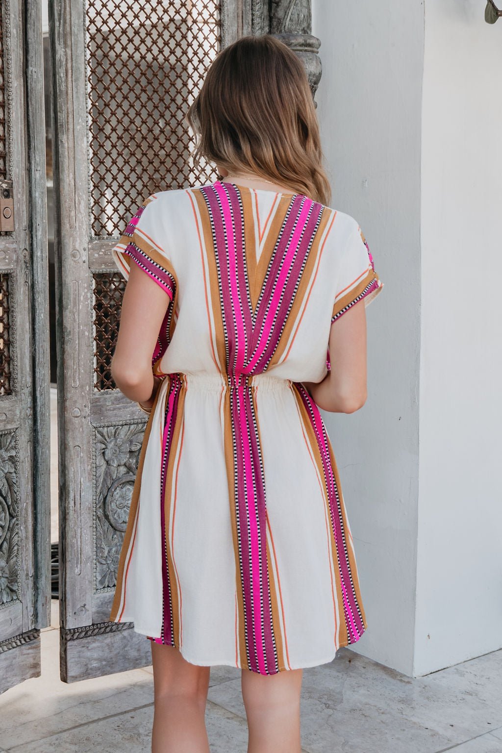 ELAN Natural Striped Kimono Dress OMFORT