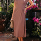 Elevated Mocha Fitted Midi Dress OMFORT