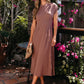 Elevated Mocha Fitted Midi Dress OMFORT