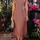 Elevated Mocha Fitted Midi Dress OMFORT