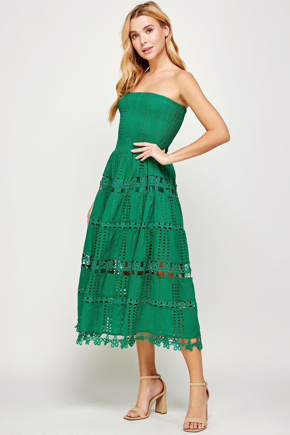 Eyelet Lace Tube Dress OMFORT