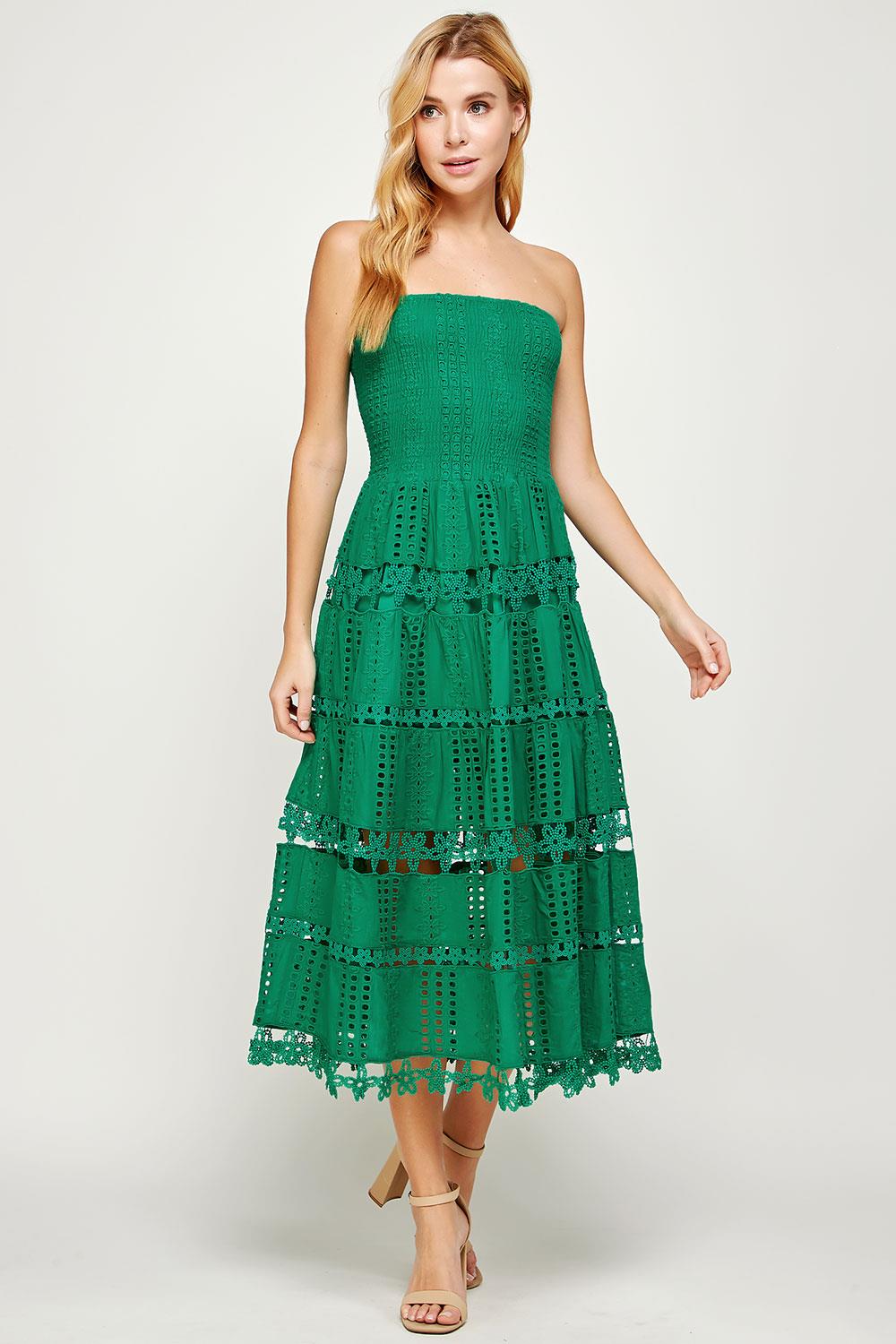 Eyelet Lace Tube Dress OMFORT