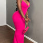Deep V-Neck Spaghetti Strap Bodycon Maxi Dress OMFORT
