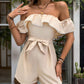 Tied Ruffled Off-Shoulder Short Sleeve Romper OMFORT