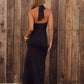 Midnight Whispers Halter Maxi Dress Black OMFORT