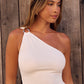 Singing Songbirds One Shoulder Mini Dress White OMFORT