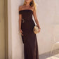 Heart For You One Shoulder Mesh Maxi Dress Brown OMFORT
