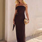 Heart For You One Shoulder Mesh Maxi Dress Brown OMFORT
