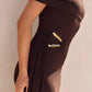 Heart For You One Shoulder Mesh Maxi Dress Brown OMFORT