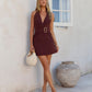 Height Of Glory Halter Mini Dress Brown OMFORT