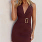 Height Of Glory Halter Mini Dress Brown OMFORT