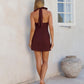 Height Of Glory Halter Mini Dress Brown OMFORT