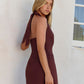 Height Of Glory Halter Mini Dress Brown OMFORT