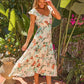 Garden Terrace Print Midi Dress - Cream OMFORT