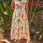 Garden Terrace Print Midi Dress - Cream OMFORT
