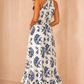 Ginnie Blue And Cream Paisley Midi Dress OMFORT