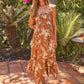 Honey Meadow Sweetheart Midi Dress - Brown OMFORT