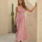 SOLACE  Pink Floral Print Smocked Bodice Spaghetti Strap Maxi Dress?