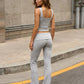 SOLACE  Grey Ribbed Knit Slim Fit Cropped Top Long Pants Casual Set?
