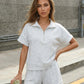 SOLACE  Heather Grey Quarter Zip Top Soft Jersey Relaxed Regular Shorts Set?