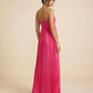 SOLACE  Fuchsia Pink Pleated Fabric Flowy Fit Maxi Dress?