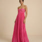 SOLACE  Fuchsia Pink Pleated Fabric Flowy Fit Maxi Dress?