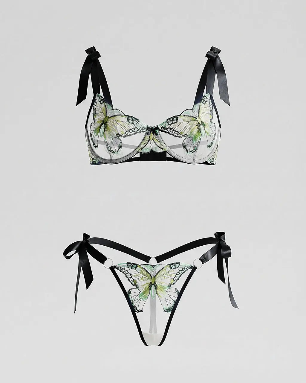 Butterfly Mesh 2 Pcs Lingerie Set - OMFORT