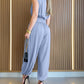 Padded Shoulders Sleeveless Cinched Waist Side High Slit Overalls Casual Hollow-out Back Ruched Jumpsuit Omfort