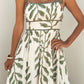 Leaf Print Tie Strap Maxi Dress - Green OMFORT