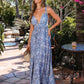 Maribel Blue Print Maxi Dress OMFORT